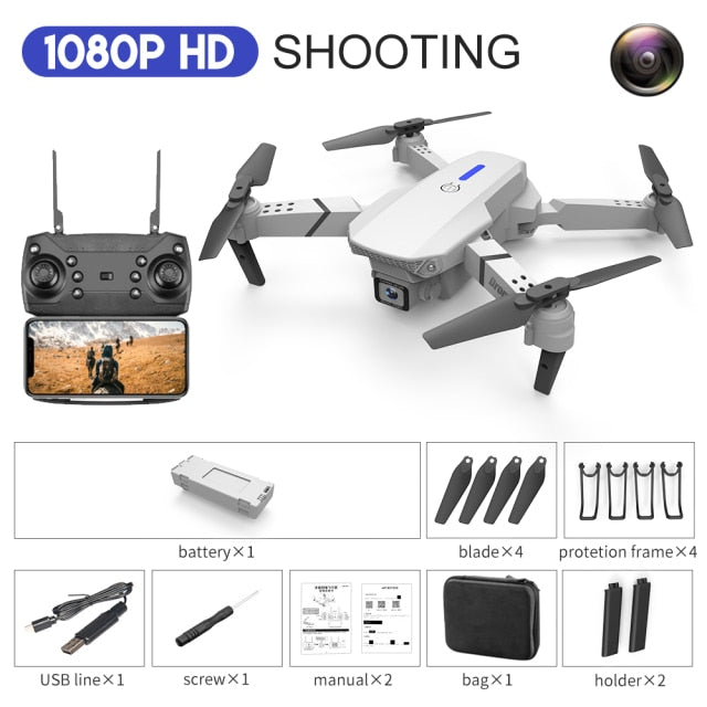 XKJ 2021 New E88 Pro Drone With Wide Angle HD 4K 1080P Dual Camera Height Hold Wifi RC Foldable Quadcopter Dron Gift Toy